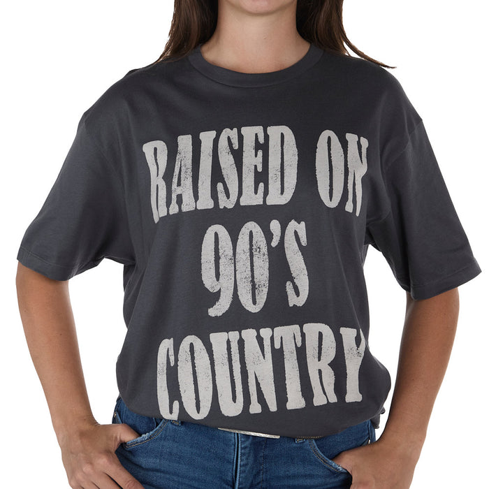 Lotus Fashion Women's Dark Grey Raised on 90's Country Tee Shirt