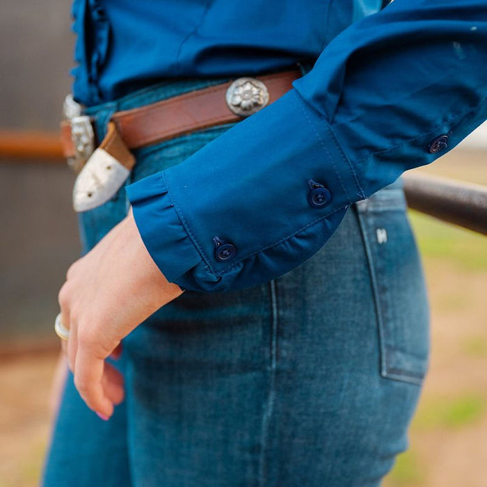 Little Lucille Collections Llc Women's Navy Frill Signature Shirt