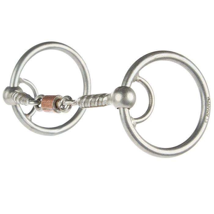 Flaharty Bits  Spurs Rebar 3 Piece Roller Locked O Ring Snaffle Bit