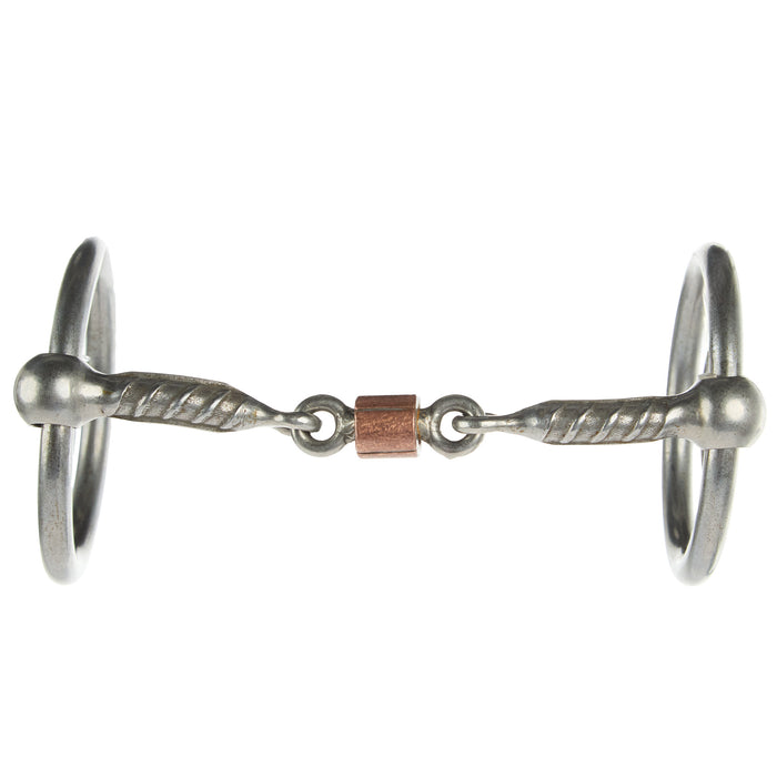 Flaharty Bits  Spurs Rebar 3 Piece Roller Locked O Ring Snaffle Bit
