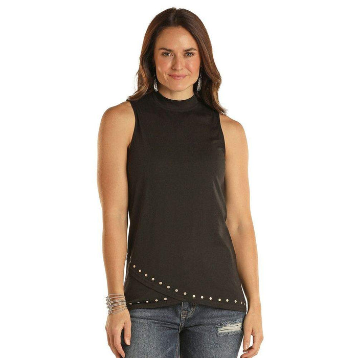 Panhandle Women's Black Sleeveless Studded Top