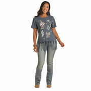 Panhandle Women's Navy Graphic Fringe Tee