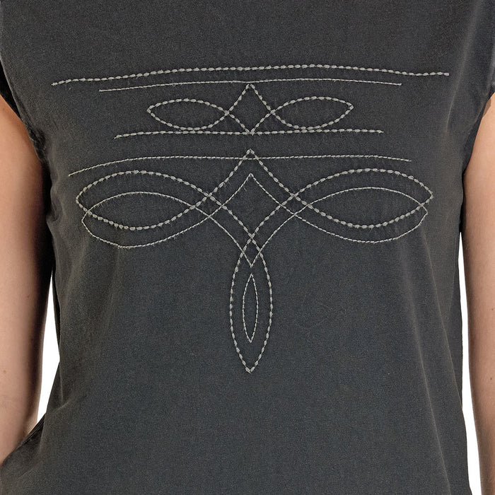 Panhandle Women's Black Boot Stitch Embroidered Tee Shirt