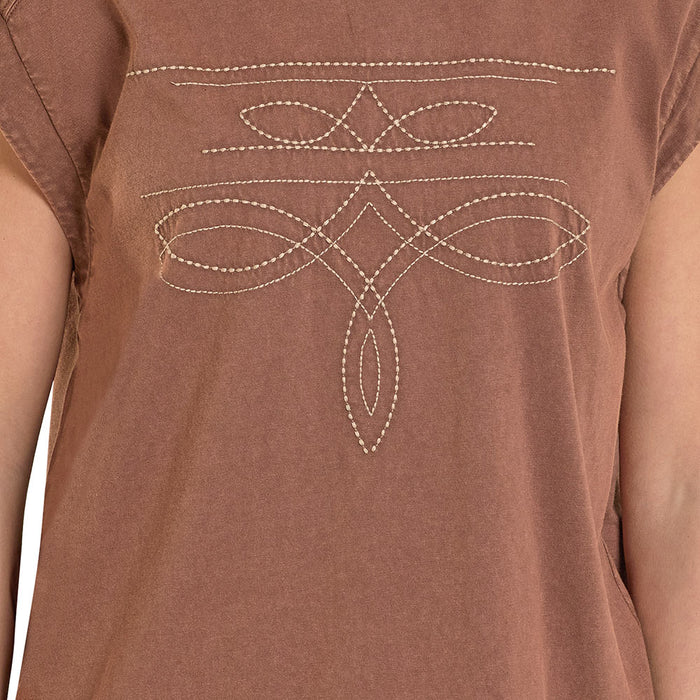 Panhandle Women's Taupe Boot Stitch Tee Shirt