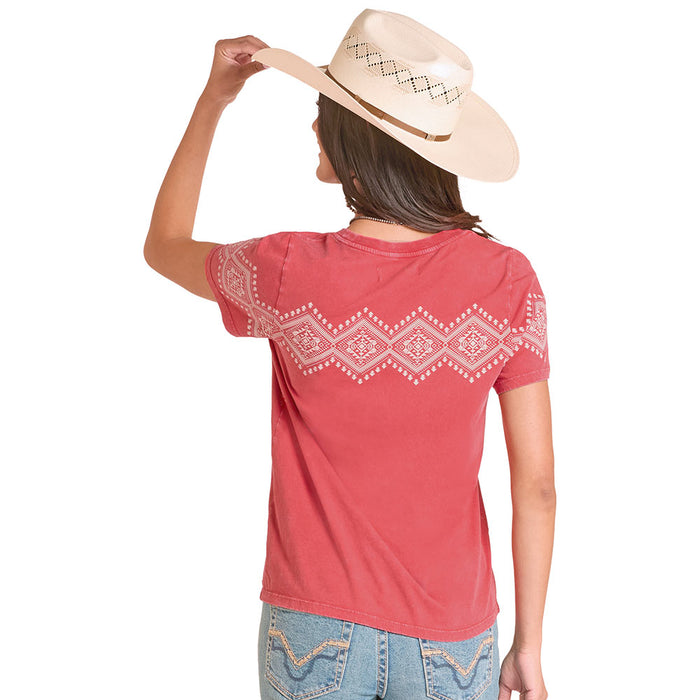 Panhandle Women's Red Border Print Tee Shirt