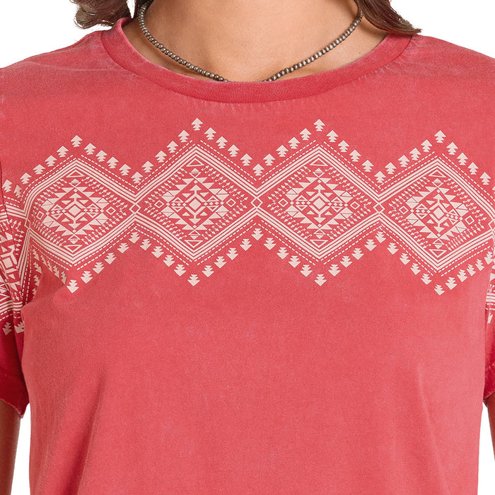 Panhandle Women's Red Border Print Tee Shirt