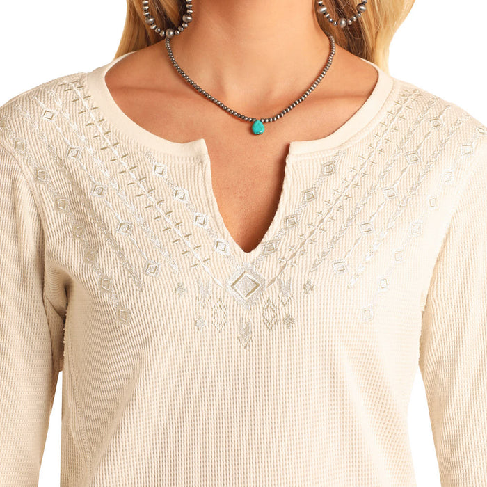 Panhandle Womens Eggshell Notch Neck Top