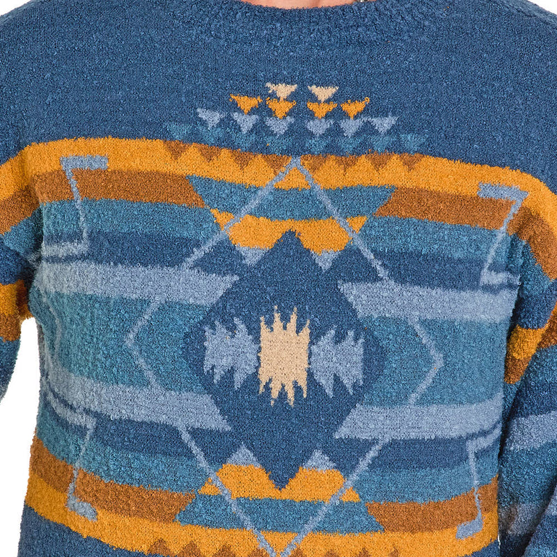 Panhandle Women's Navy Boucle Aztec Sweater