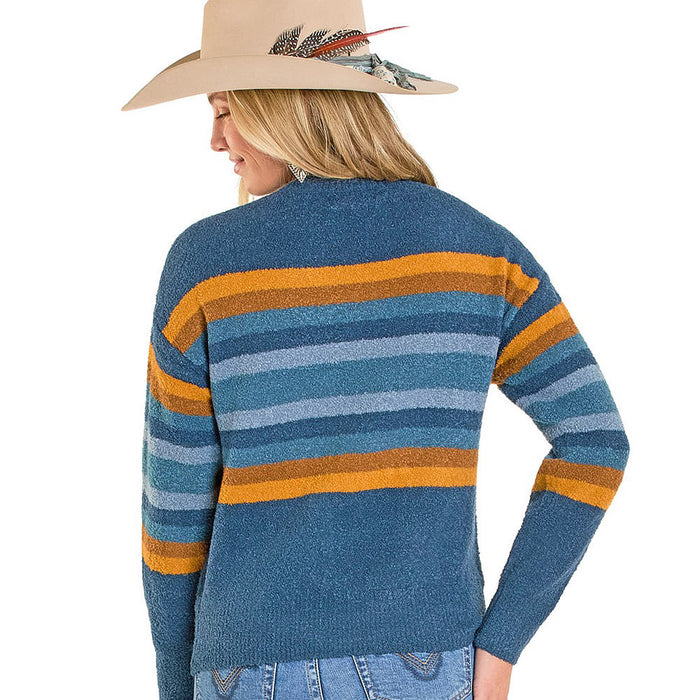 Panhandle Women's Navy Boucle Aztec Sweater