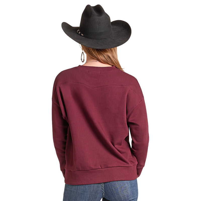 Panhandle Women's Wine Boot Stitch Sweater