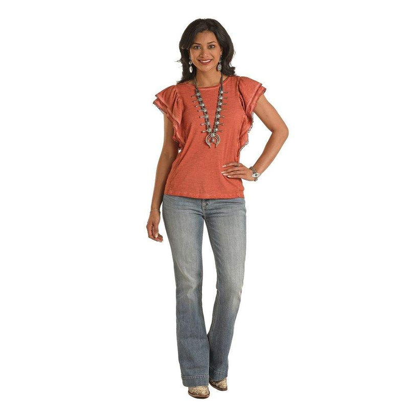 Panhandle Women's Orange Flutter Sleeve Tee
