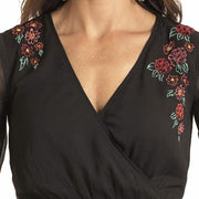 Panhandle Women's Black Embroidered Smock Blouse