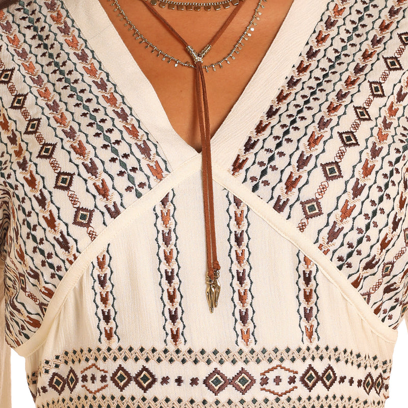 Womens Embroidered Empire Waist Shirt
