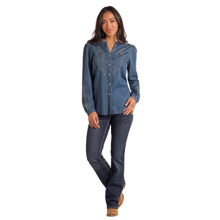 Panhandle Embroidered Chambray Blouse