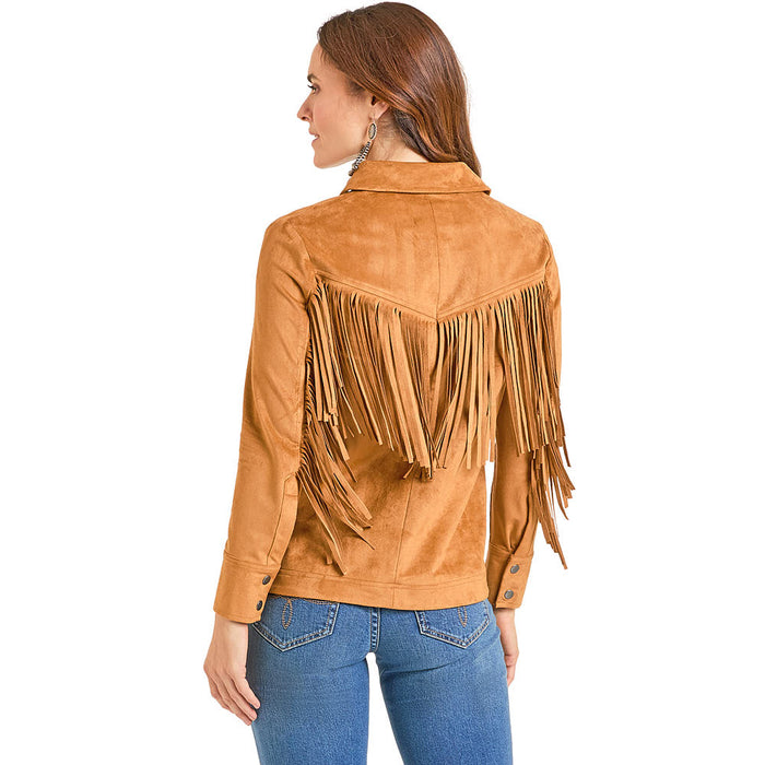 Panhandle Women's Camel Microsuede Fringe Jacket