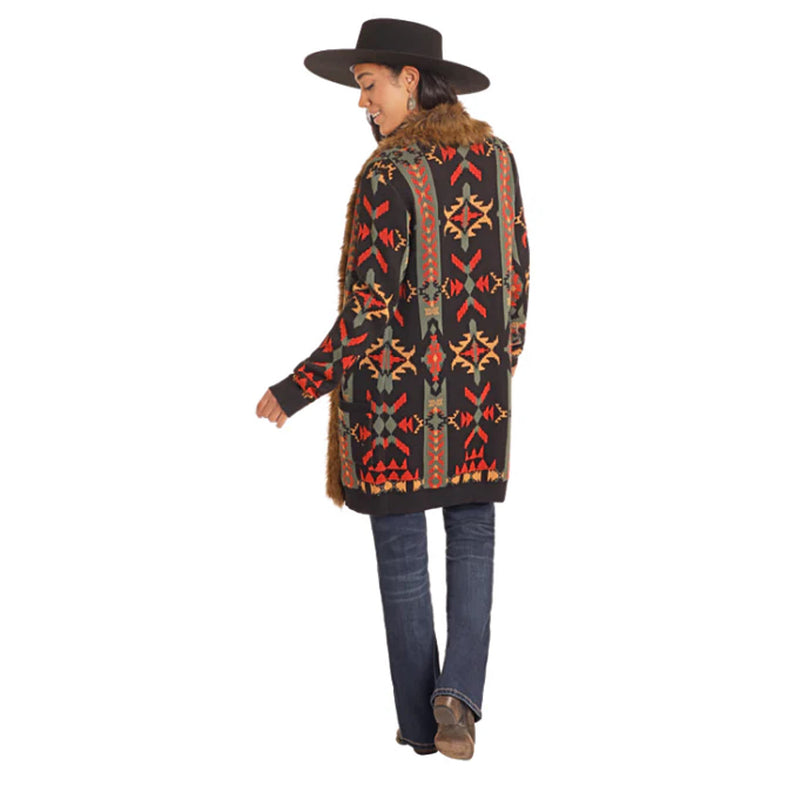 Panhandle Women's Fur Trim Southwest Cardigan