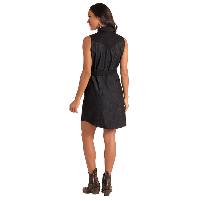 Panhandle Womens Black 2 Tone Western Yoke Dress