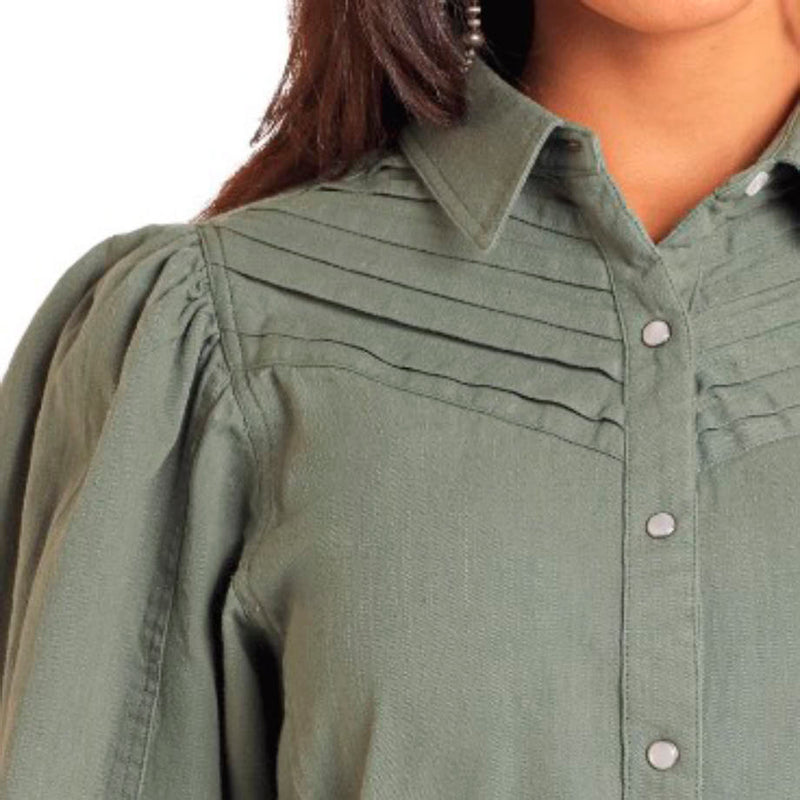 Panhandle Womens Olive Snap Dress