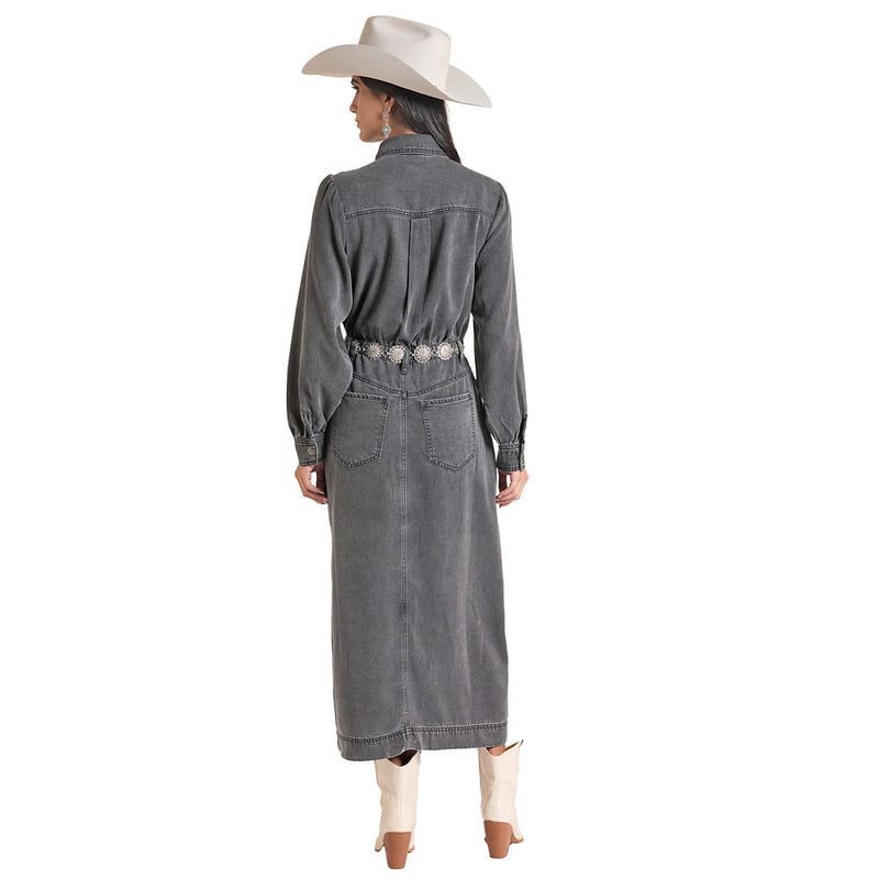 Panhandle Women's Black Denim Maxi Dress