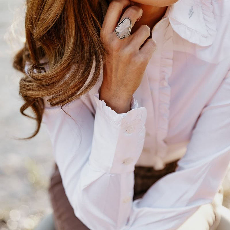 Little Lucille Collections Llc Women's White Frill Signature Shirt
