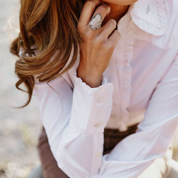 Little Lucille Collections Llc Women's White Frill Signature Shirt
