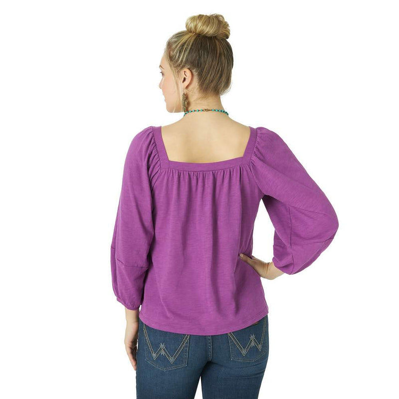 Wrangler Women's Square Neck Peasant Top