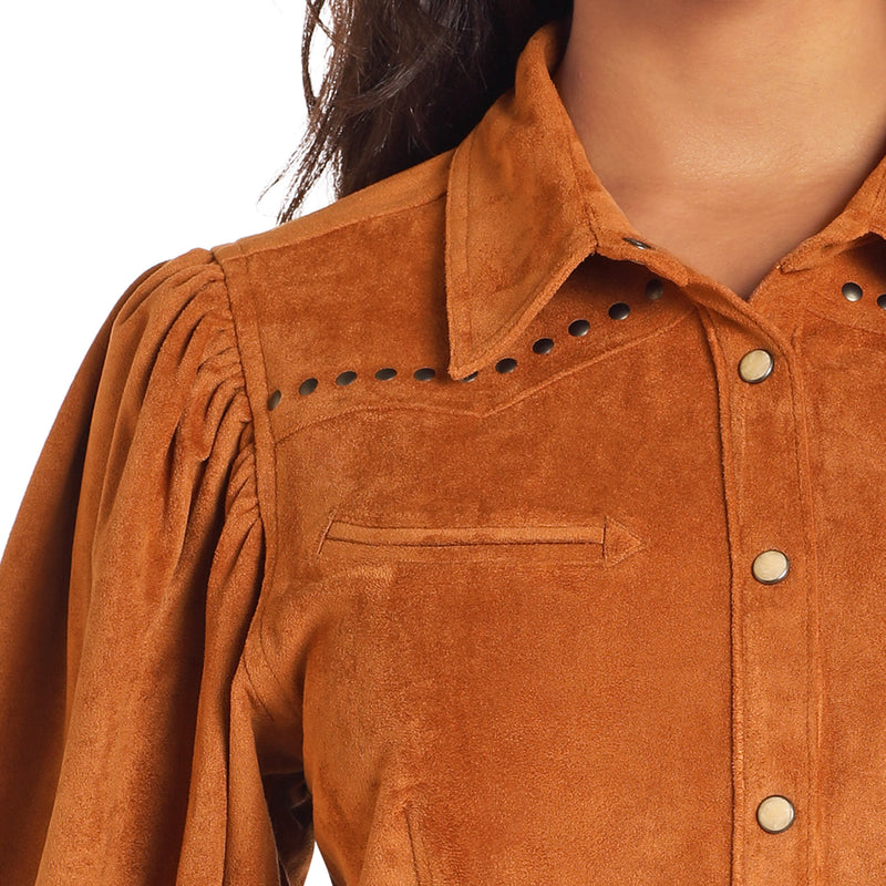 Panhandle Women's Rust Suede Long Sleeve Snap Front Shirt