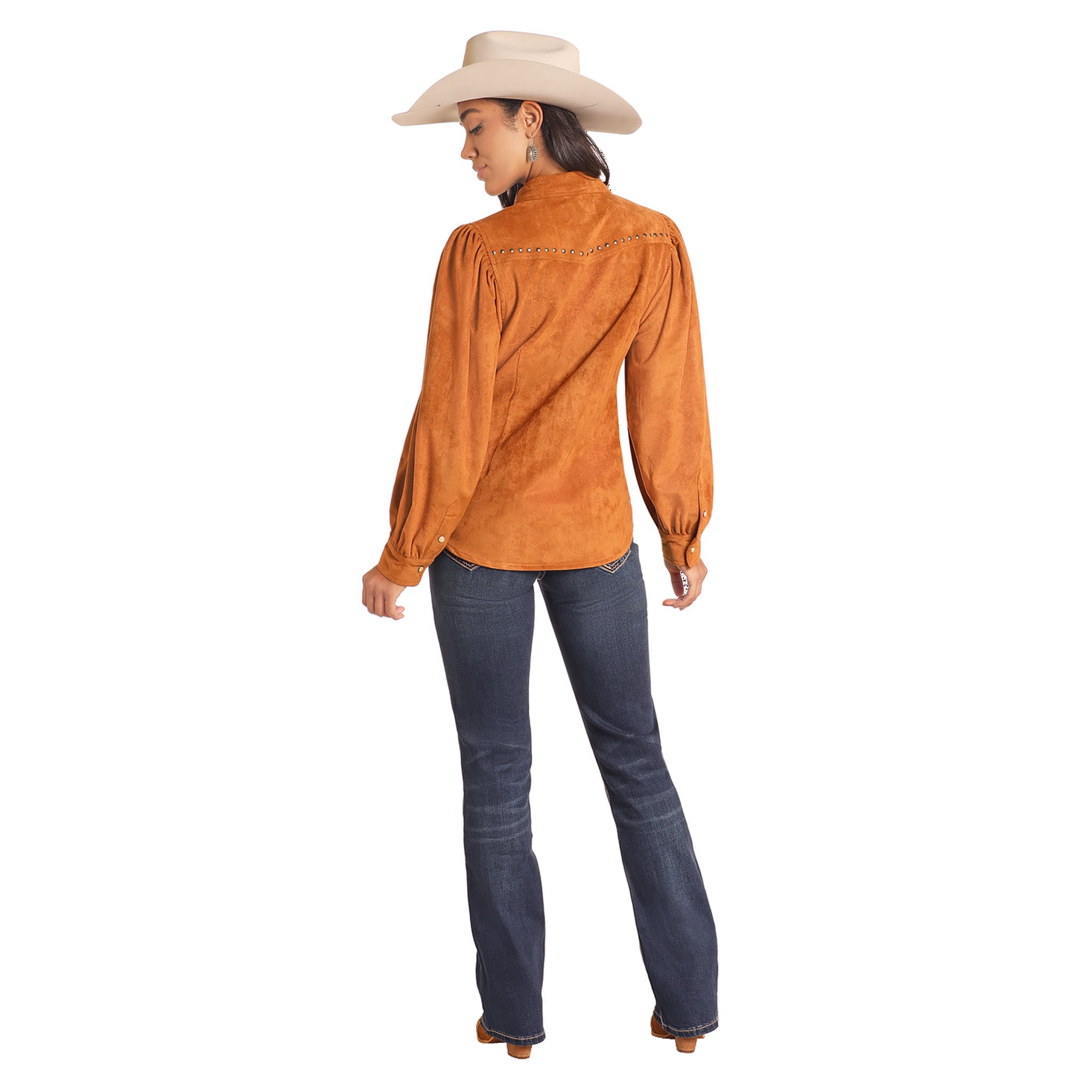 Panhandle Women's Rust Suede Long Sleeve Snap Front Shirt