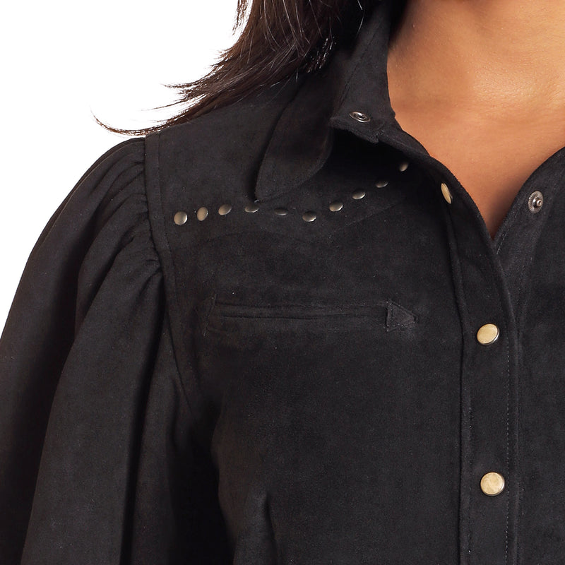Panhandle Women's Black Studded Suede Snap Shirt