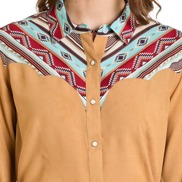 Rock & Roll Denim Women's Tan Jacquard Shirt