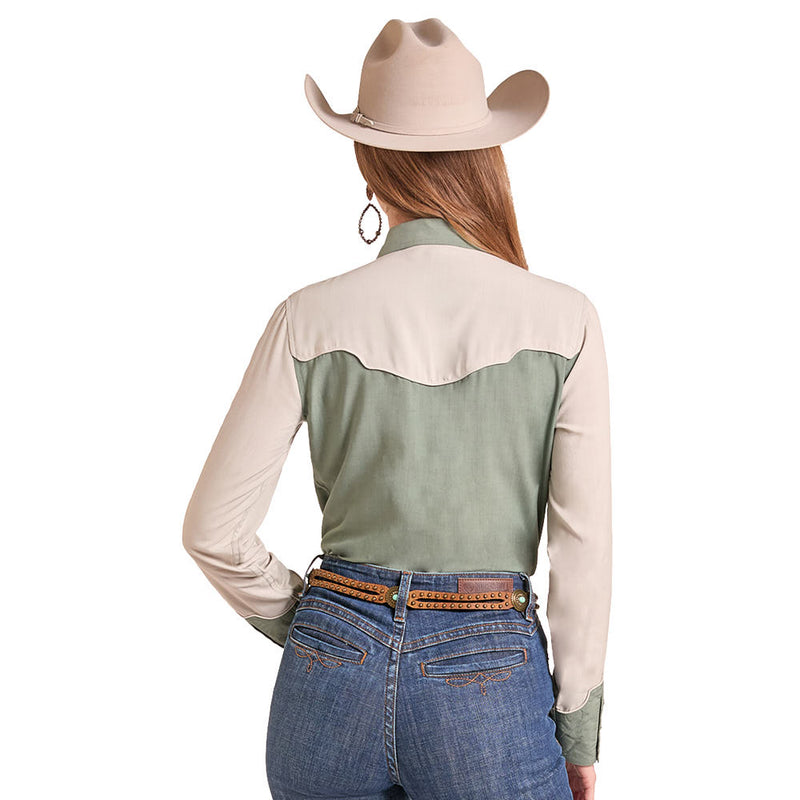 Panhandle Women's Olive Two Tone Retro Shirt