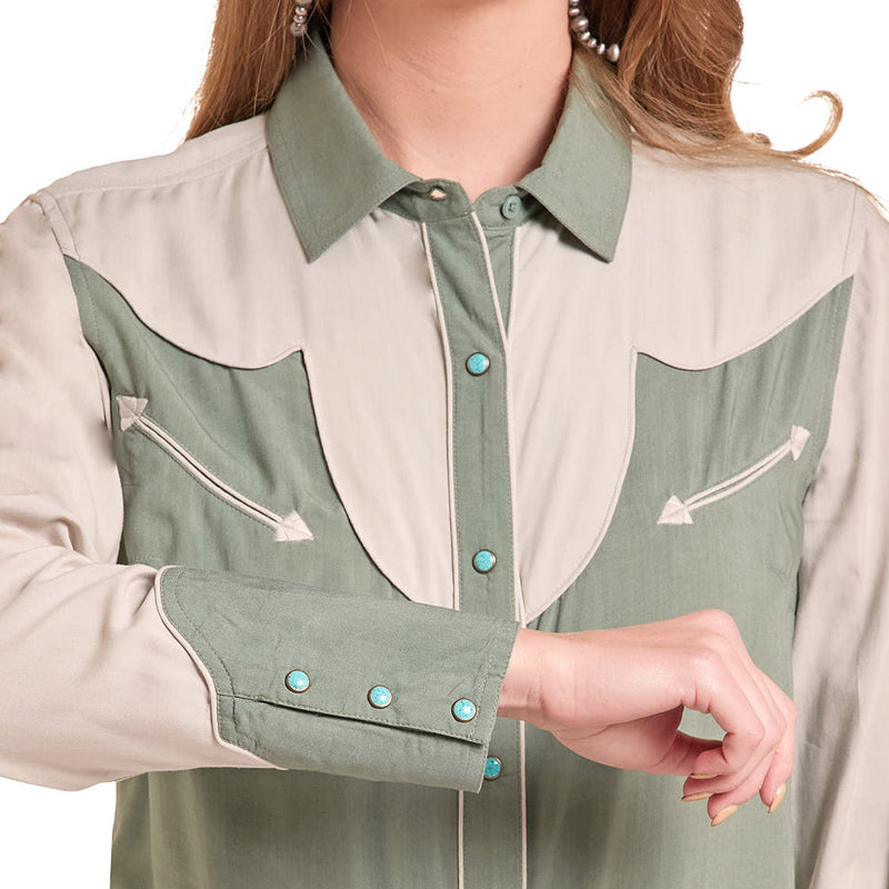Panhandle Women's Olive Two Tone Retro Shirt