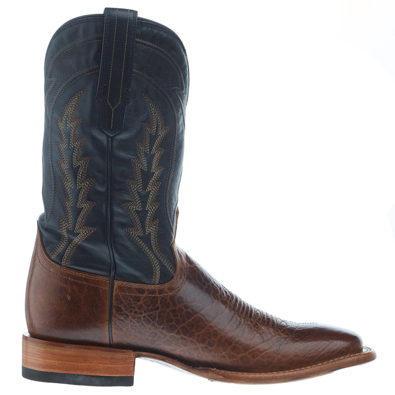 Tecovas Men`s Doc Tan Bison Vamp 12In Navy Top Boot