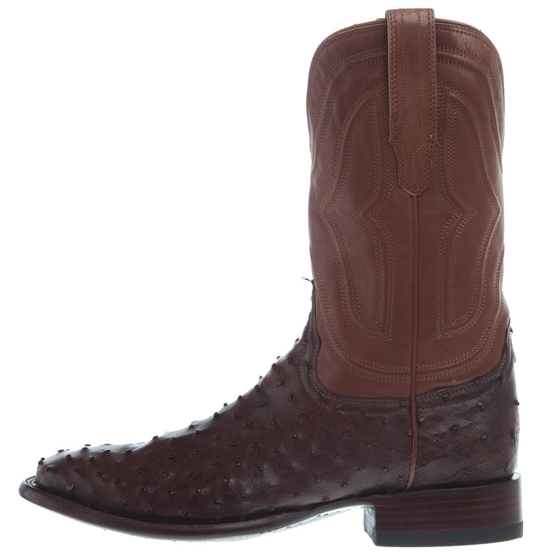 Tecovas Men`s Emmit Mahogany Full Quill Ostrich Vamp 12In Cognac Top Boot