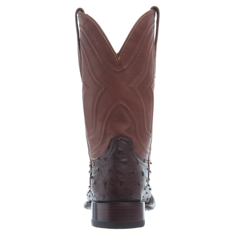 Tecovas Men`s Emmit Mahogany Full Quill Ostrich Vamp 12In Cognac Top Boot