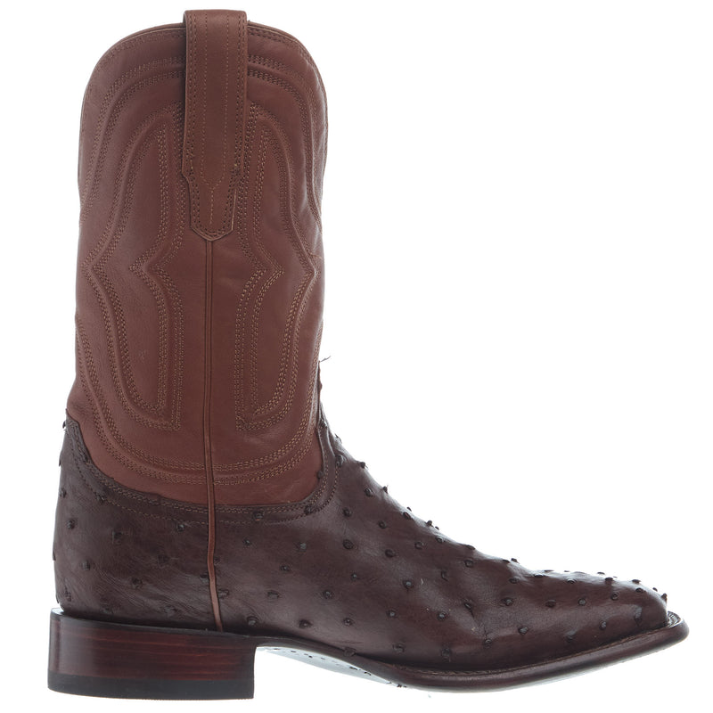 Tecovas Men`s Emmit Mahogany Full Quill Ostrich Vamp 12In Cognac Top Boot