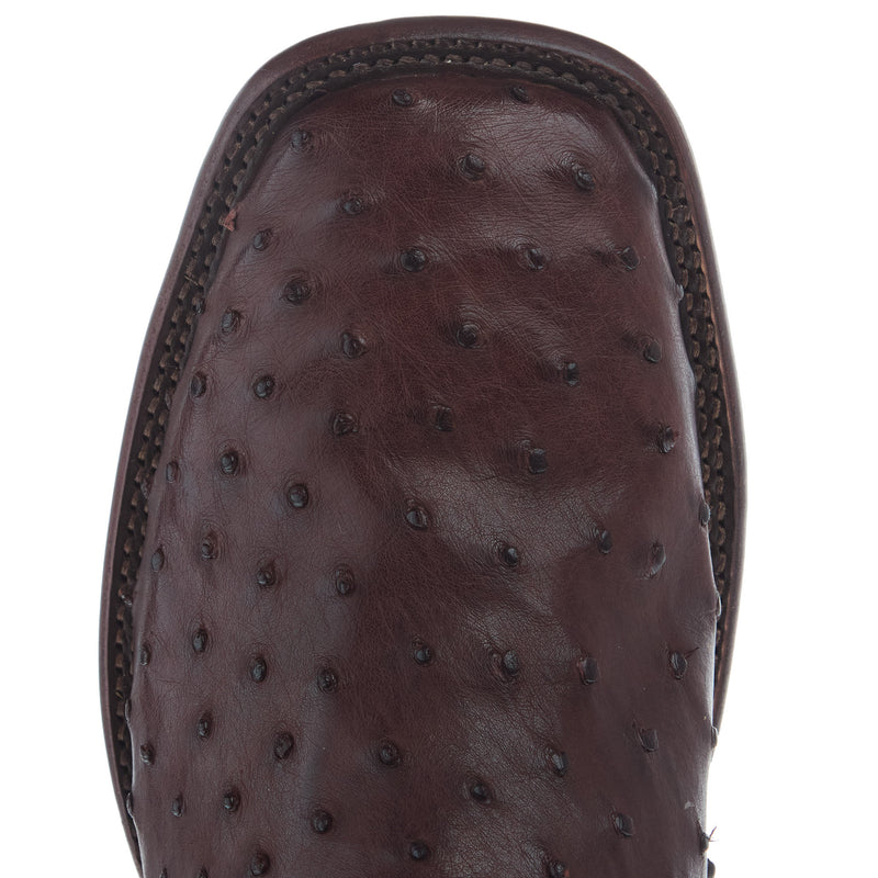 Tecovas Men`s Emmit Mahogany Full Quill Ostrich Vamp 12In Cognac Top Boot