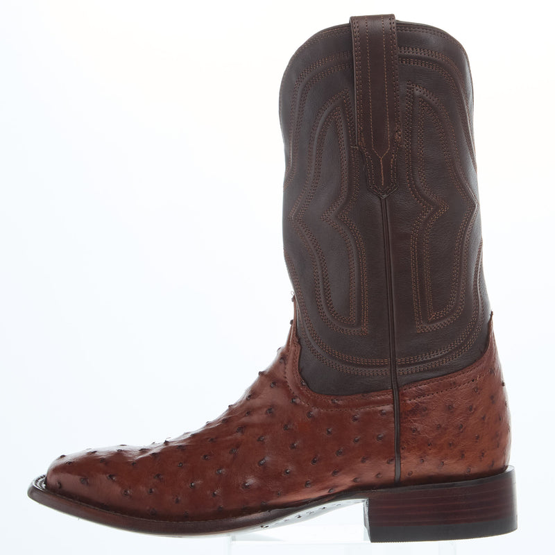 Tecovas Men`s Emmitt Pecan Full Quill Ostrich Vamp 12In Briar Top Boot