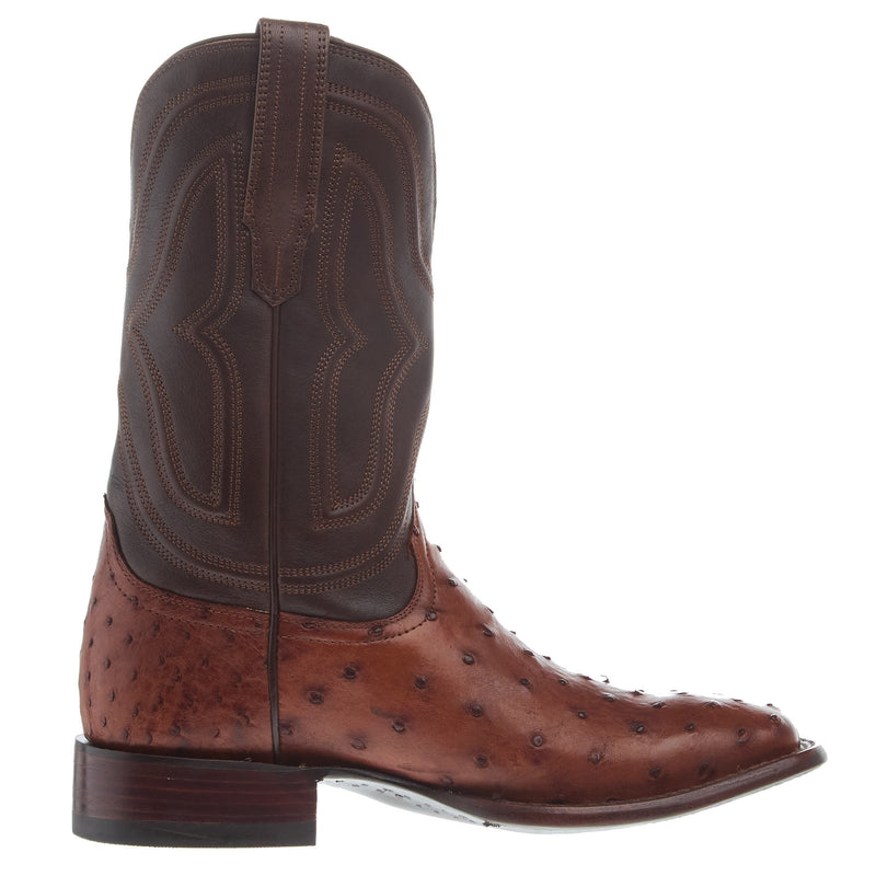 Tecovas Men`s Emmitt Pecan Full Quill Ostrich Vamp 12In Briar Top Boot
