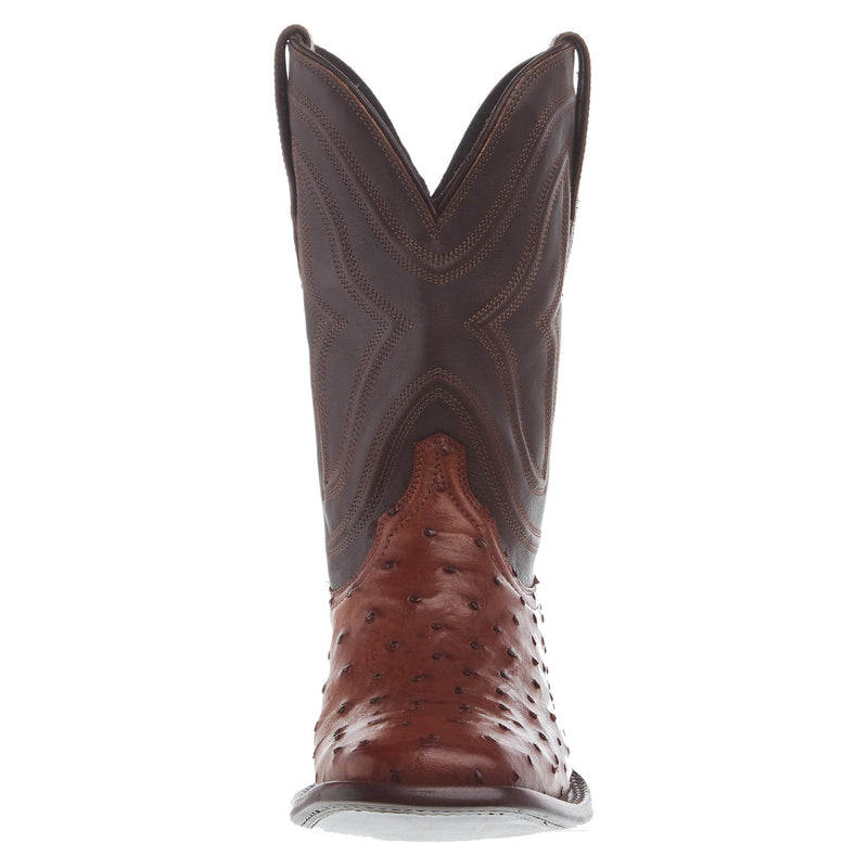 Tecovas Men`s Emmitt Pecan Full Quill Ostrich Vamp 12In Briar Top Boot
