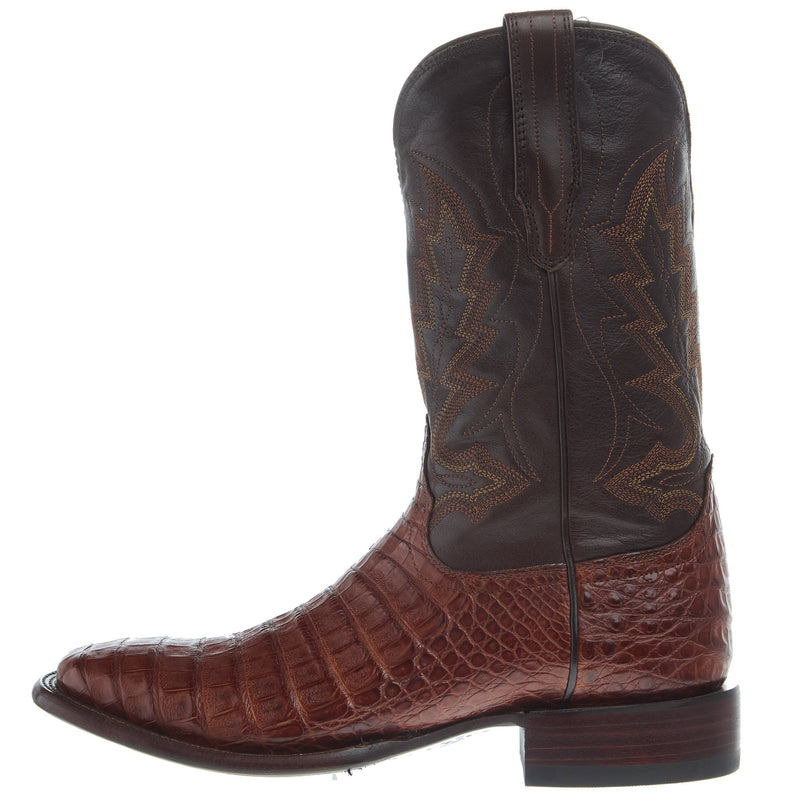 Tecovas Men`s William Dark Pecan Caiman Vamp 12In Bovine Stout Top Boot