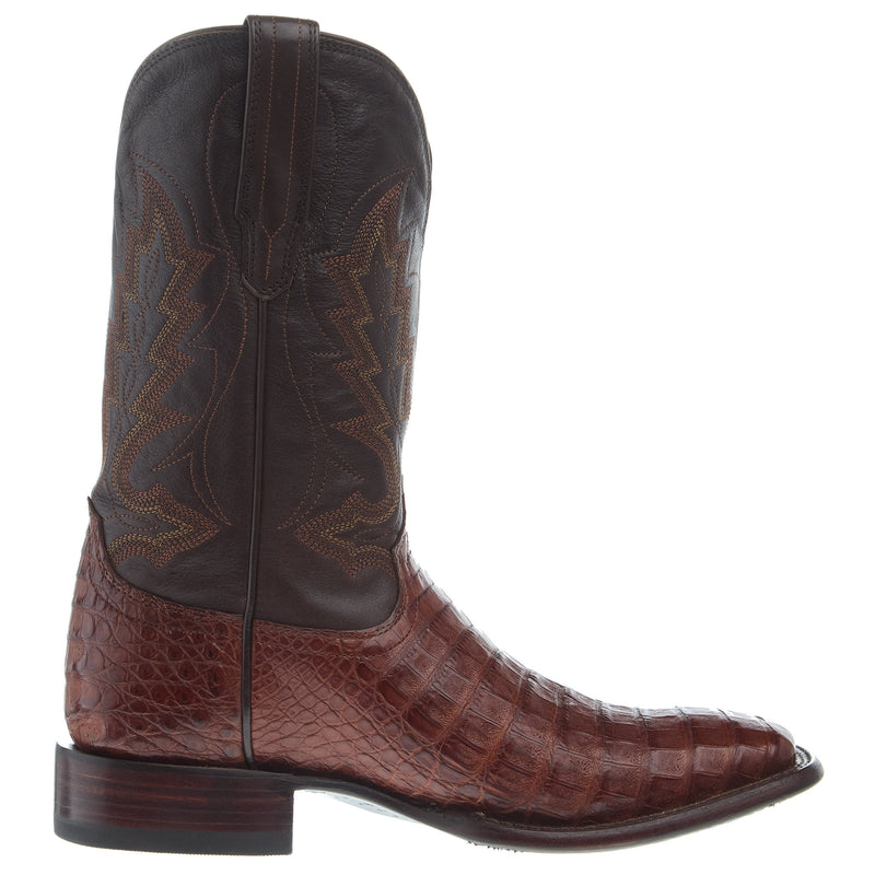 Tecovas Men`s William Dark Pecan Caiman Vamp 12In Bovine Stout Top Boot