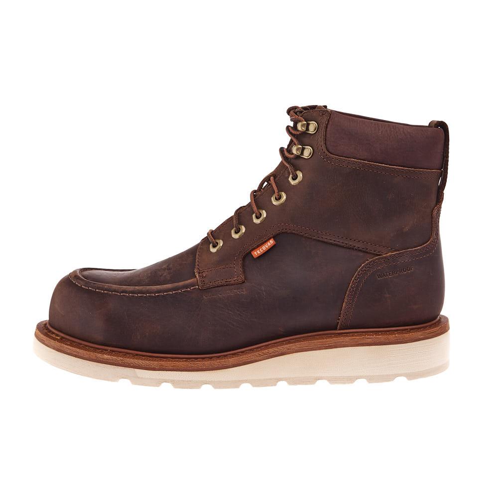 Tecovas Mens LongHaul Brown 6In Lace Up WP Composite Moc Toe Work Boot