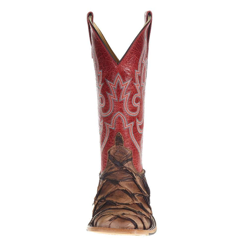 Macie Bean Womens Tan Big Bass Red Top Cowgirl Boots