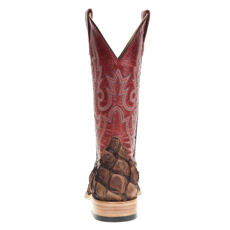 Macie Bean Womens Tan Big Bass Red Top Cowgirl Boots