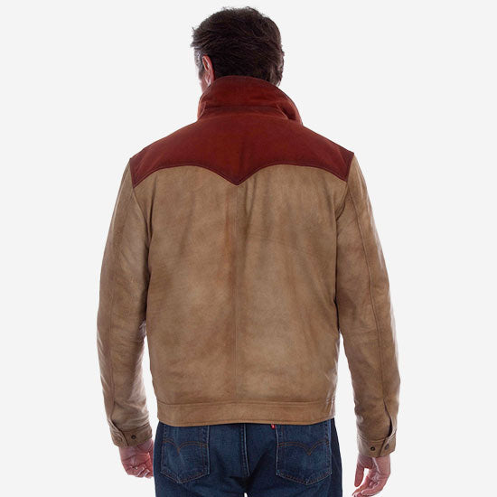 Skully Clothing Scully Brown and Tan Leather Zip Front Jacket