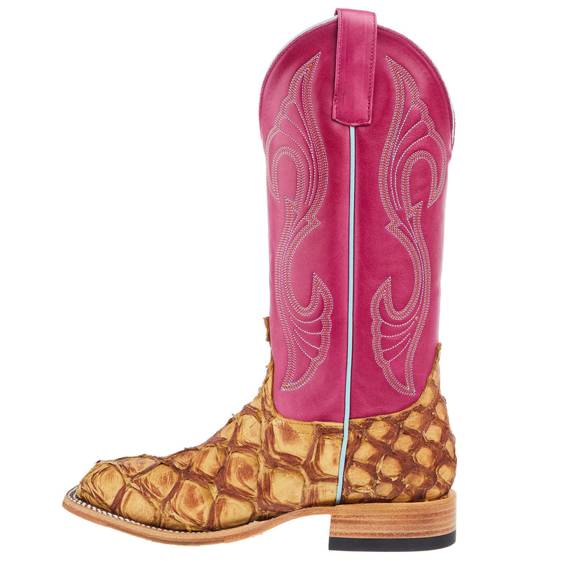 Macie Bean Top Hand Women`s Antique Saddle Big Bass Vamp 13In Pink Top Boot
