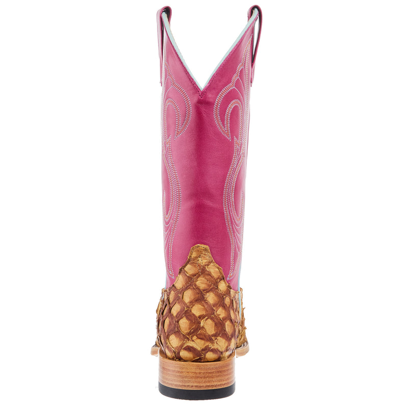 Macie Bean Top Hand Women`s Antique Saddle Big Bass Vamp 13In Pink Top Boot