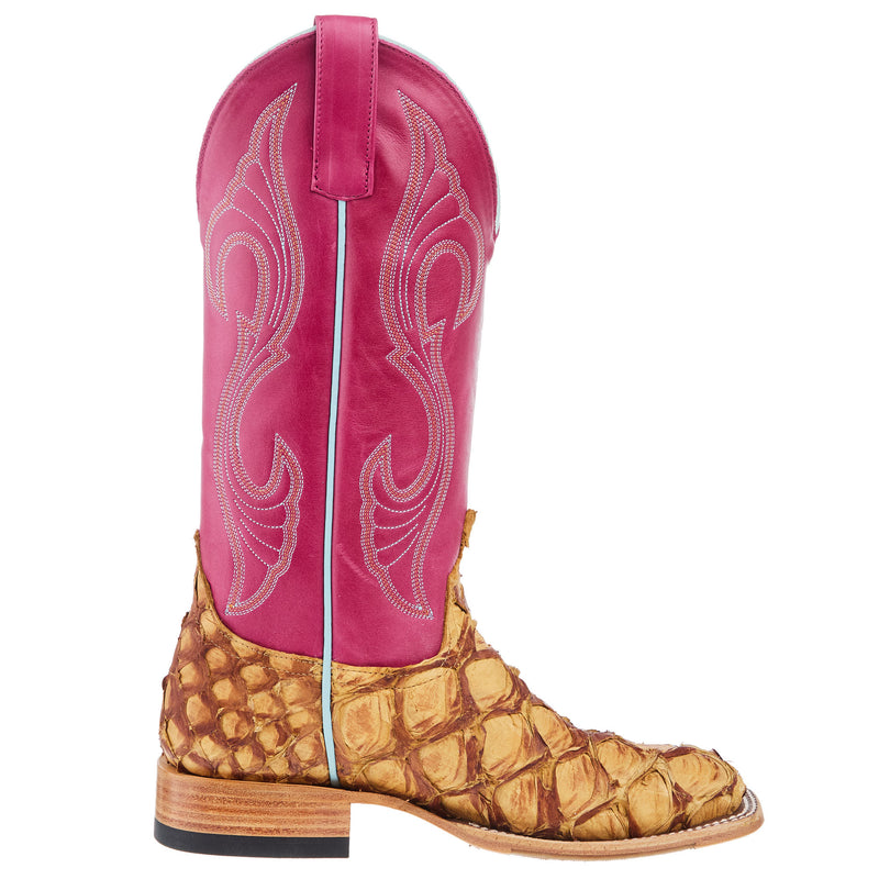 Macie Bean Top Hand Women`s Antique Saddle Big Bass Vamp 13In Pink Top Boot