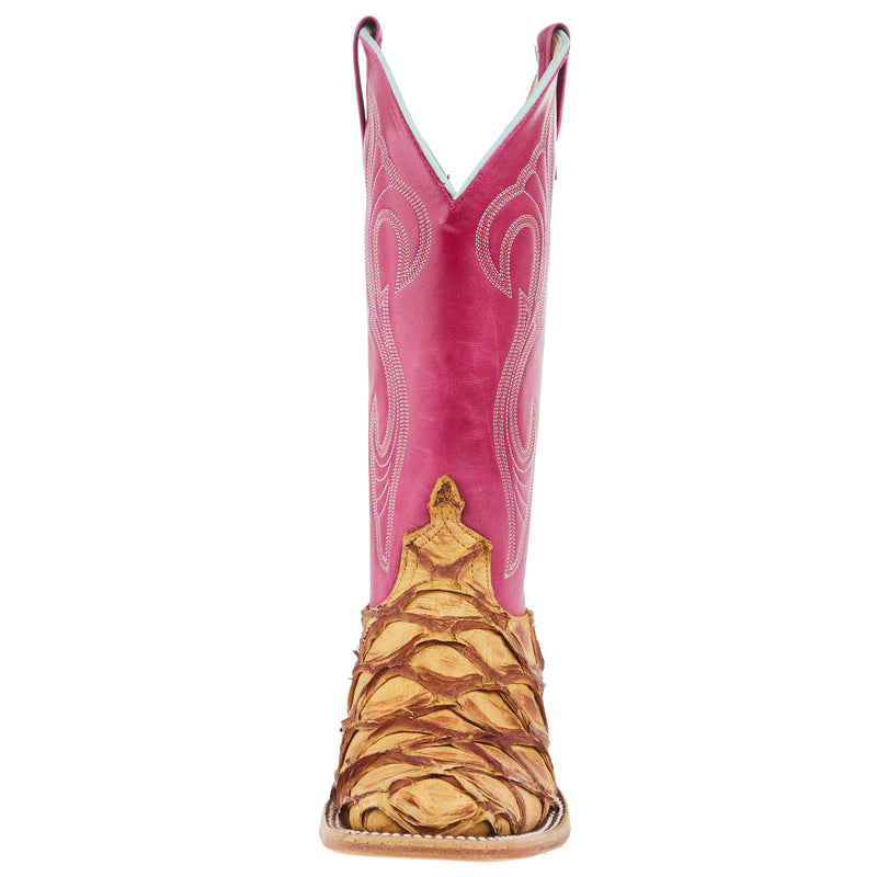 Macie Bean Top Hand Women`s Antique Saddle Big Bass Vamp 13In Pink Top Boot